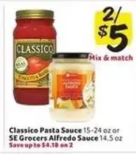 Winn Dixie Classico Pasta Sauce or SE Grocers Alfredo Sauce offer