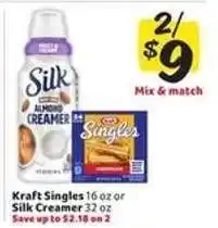 Winn Dixie Kraft Singles or Silk Creamer offer