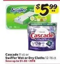 Winn Dixie Cascade or Swiffer Wet or Dry Cloths offer