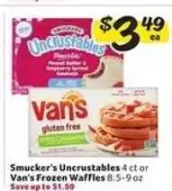Winn Dixie Smucker's Uncrustables or Van's Frozen Waffles offer