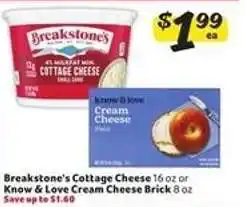 Winn Dixie Breakstone's Cottage Cheese or Know & Love Cream Cheese Brick offer