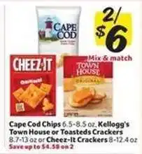 Winn Dixie Cape Cod Chips, Kellogg's Town House or Toasteds Crackers, Cheez-It Crackers offer