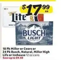 Winn Dixie Miller, Coors, Busch, Natural, Miller High Life, Icehouse offer