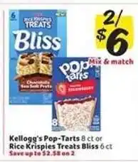 Winn Dixie Kellogg's Pop-Tarts or Rice Krispies Treats Bliss offer