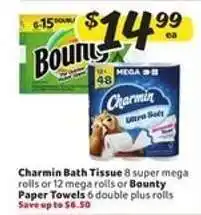 Winn Dixie Charmin Bath Tissue or Bounty Paper Towels offer