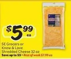Winn Dixie SE Grocers or Know & Love Shredded Cheese offer