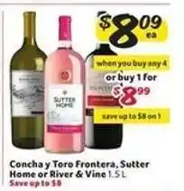 Winn Dixie Concha y Toro Frontera, Sutter Home or River & Vine offer