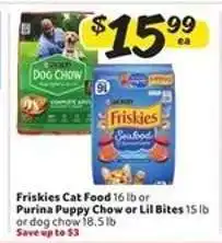 Winn Dixie Friskies Cat Food or Purina Puppy Chow or Lil Bites offer