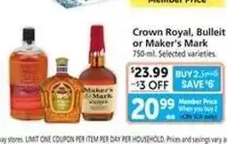 Safeway Crown Royal, Bulleit or Maker's Mark offer