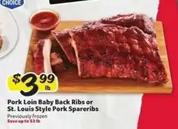 Winn Dixie Pork Loin Baby Back Ribs or St. Louis Style Pork Spareribs offer