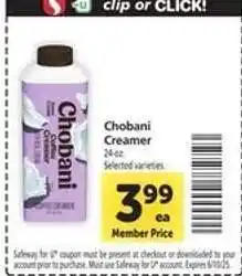 Safeway Chobani Creamer offer