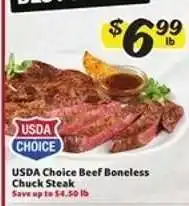 Winn Dixie USDA Choice Beef Boneless Chuck Steak offer