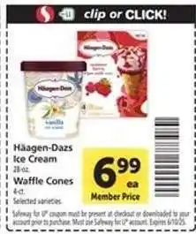 Safeway Häagen-Dazs Ice Cream & Waffle Cones offer