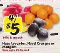 Winn Dixie Hass Avocados, Navel Oranges or Mangoes offer