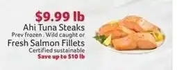 Winn Dixie Ahi Tuna Steaks or Fresh Salmon Fillets offer