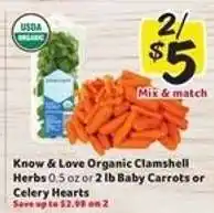 Winn Dixie Know & Love Organic Clamshell Herbs or Baby Carrots or Celery Hearts offer