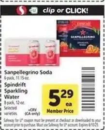 Safeway Sanpellegrino Soda / Spindrift Sparkling Water offer