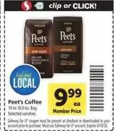 Safeway Peet's Coffee offer