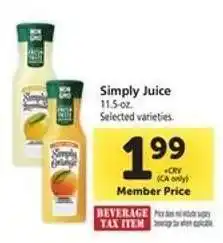 Safeway Simply Juice offer