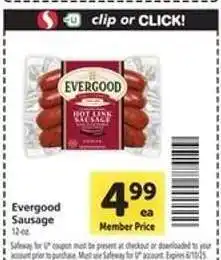 Safeway Evergood Sausage offer