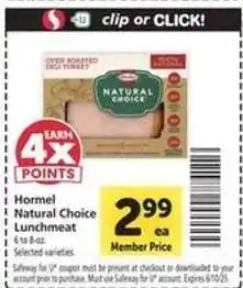 Safeway Hormel Natural Choice Lunchmeat offer