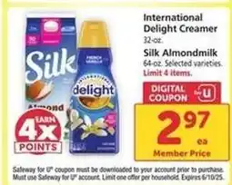 Safeway International Delight Creamer offer