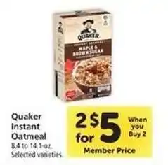 Safeway Quaker Instant Oatmeal offer
