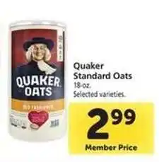 Safeway Quaker Standard Oats offer