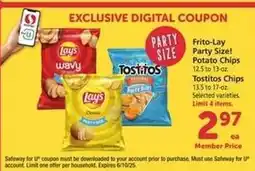 Safeway Frito-Lay Party Size! Potato Chips offer