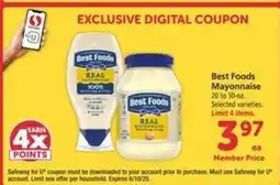 Safeway Best Foods Mayonnaise offer