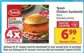 Safeway Tyson Chicken Sandwich offer