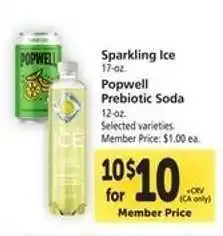 Safeway Sparkling Ice / Popwell Prebiotic Soda offer
