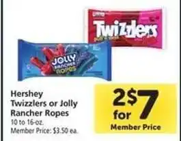 Safeway Hershey Twizzlers or Jolly Rancher Ropes offer