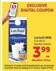 Safeway Lactaid Milk offer