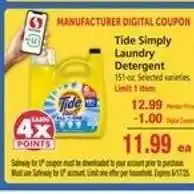 Safeway Tide Simply Laundry Detergent offer