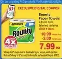Safeway Bounty Paper Towels offer