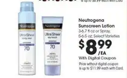Kroger Neutrogena Sunscreen Lotion offer