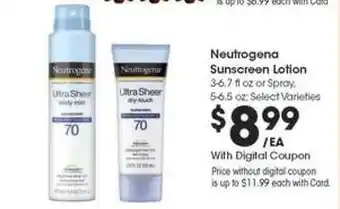 Kroger Neutrogena Sunscreen Lotion offer