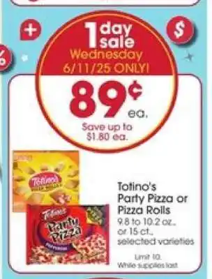 Giant Eagle Totino's Party Pizza or Pizza Rolls offer