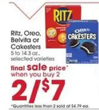 Giant Eagle Ritz, Oreo, Belvita or Cakesters offer