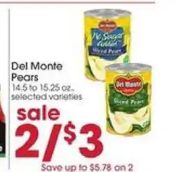 Giant Eagle Del Monte Pears offer