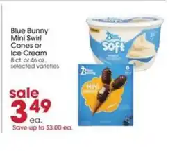 Giant Eagle Blue Bunny Mini Swirl Cones or Ice Cream offer