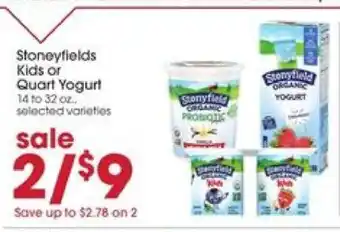 Giant Eagle Stoneyfields Kids or Quart Yogurt offer