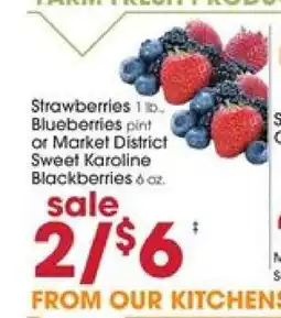 Giant Eagle Strawberries, Blueberries, or Market District Sweet Karoline Blackberries offer