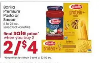 Giant Eagle Barilla Premium Pasta or Sauce offer