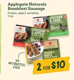 Sprouts Farmers Market Applegate Naturals Breakfast Sausage offer
