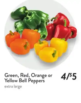 Fresh Thyme Green, Red, Orange or Yellow Bell Peppers offer
