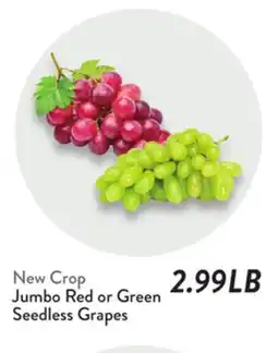 Fresh Thyme Jumbo Red or Green Seedless Grapes offer