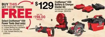 Ace Hardware Craftsman V20 Battery & Charger Starter Kit offer