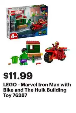 Best Buy LEGO - Marvel Iron Man with Bike and The Hulk Building Toy 76287 offer
